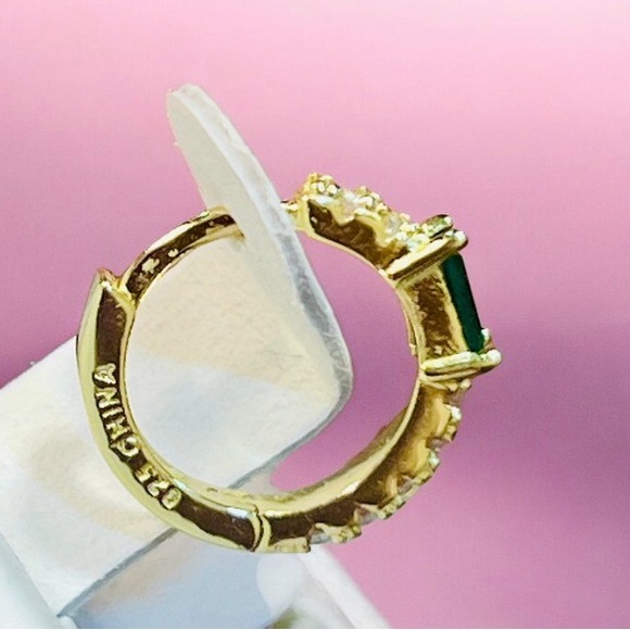 NWT Emerald CZ gold over Sterling silver Earrings - Picture 5 of 6